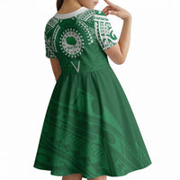 Personalised Cook Islands Rarotonga Kid Short Sleeve Dress Map With Kuki Airani Manta Ray Tattoo LT14 - Polynesian Pride