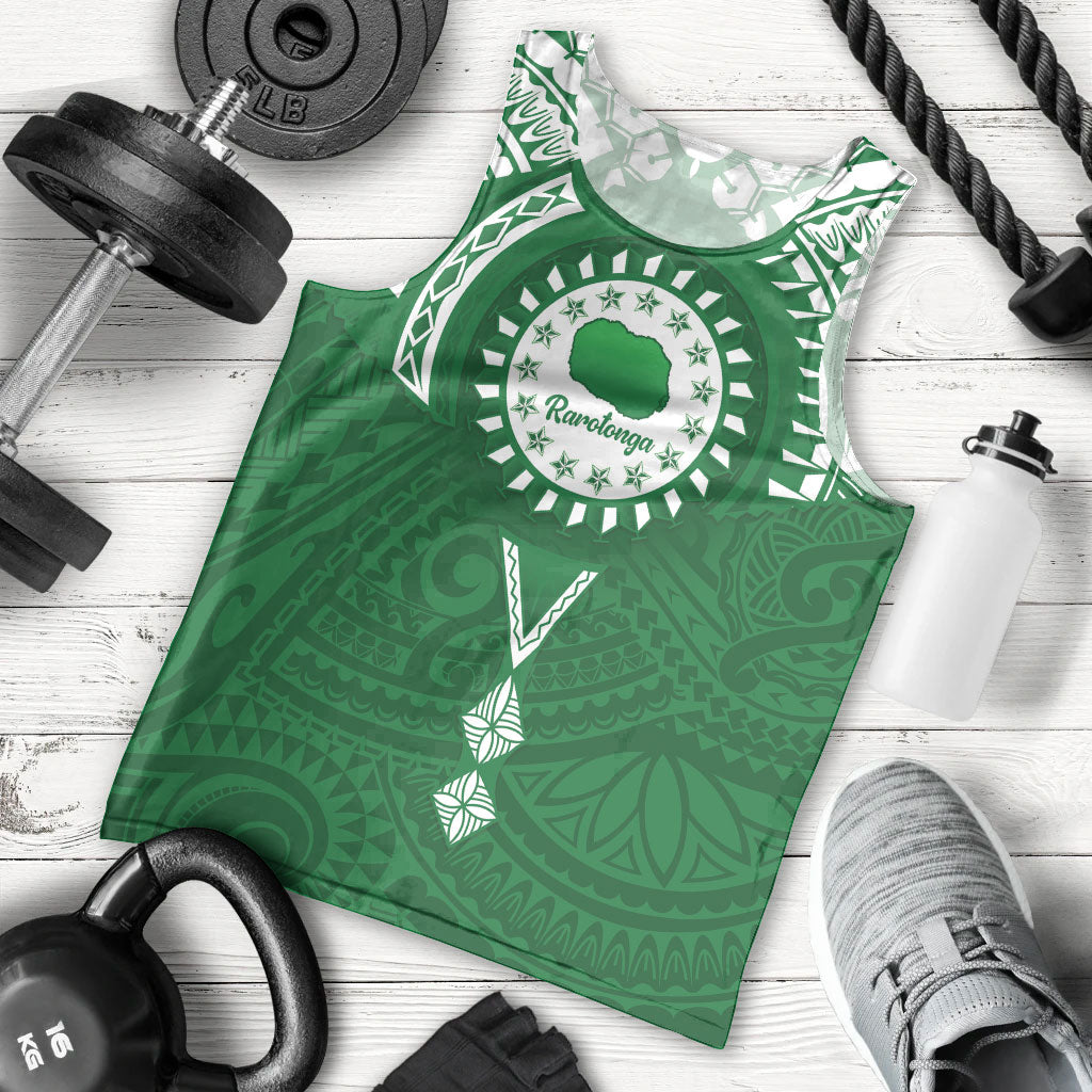 Personalised Cook Islands Rarotonga Men Tank Top Map With Kuki Airani Manta Ray Tattoo LT14 - Polynesian Pride