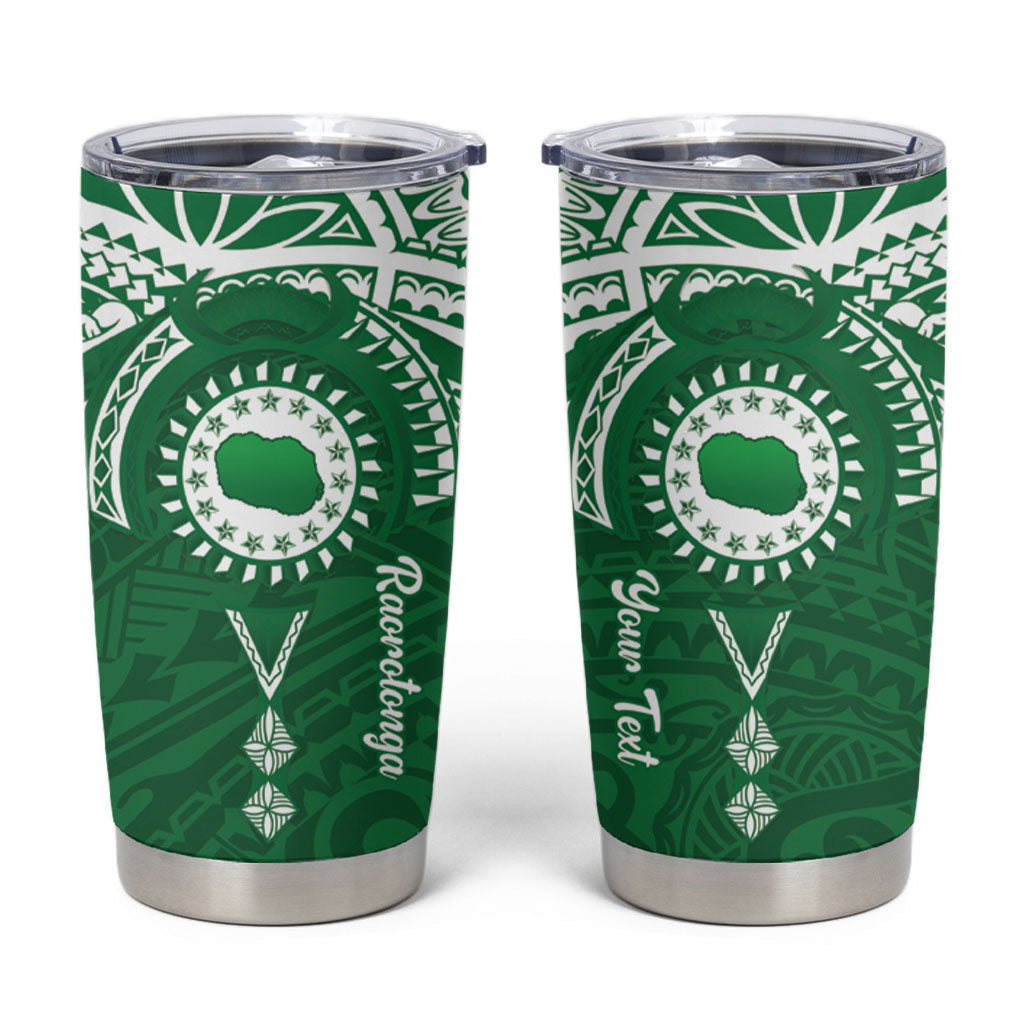 Personalised Cook Islands Rarotonga Tumbler Cup Map With Kuki Airani Manta Ray Tattoo