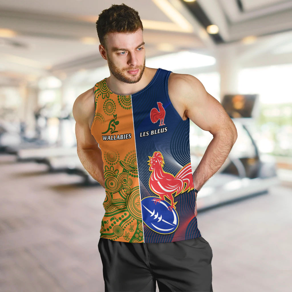 France And Australia Rugby Men Tank Top 2023 World Cup Le Bleus Wallabies Together LT14 - Polynesian Pride