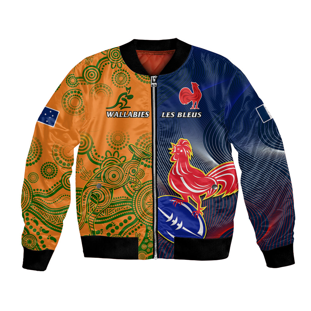 Custom France And Australia Rugby Bomber Jacket 2023 World Cup Le Bleus Wallabies Together LT14 Unisex Gold - Polynesian Pride