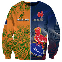 Custom France And Australia Rugby Sweatshirt 2023 World Cup Le Bleus Wallabies Together LT14 Unisex Gold - Polynesian Pride