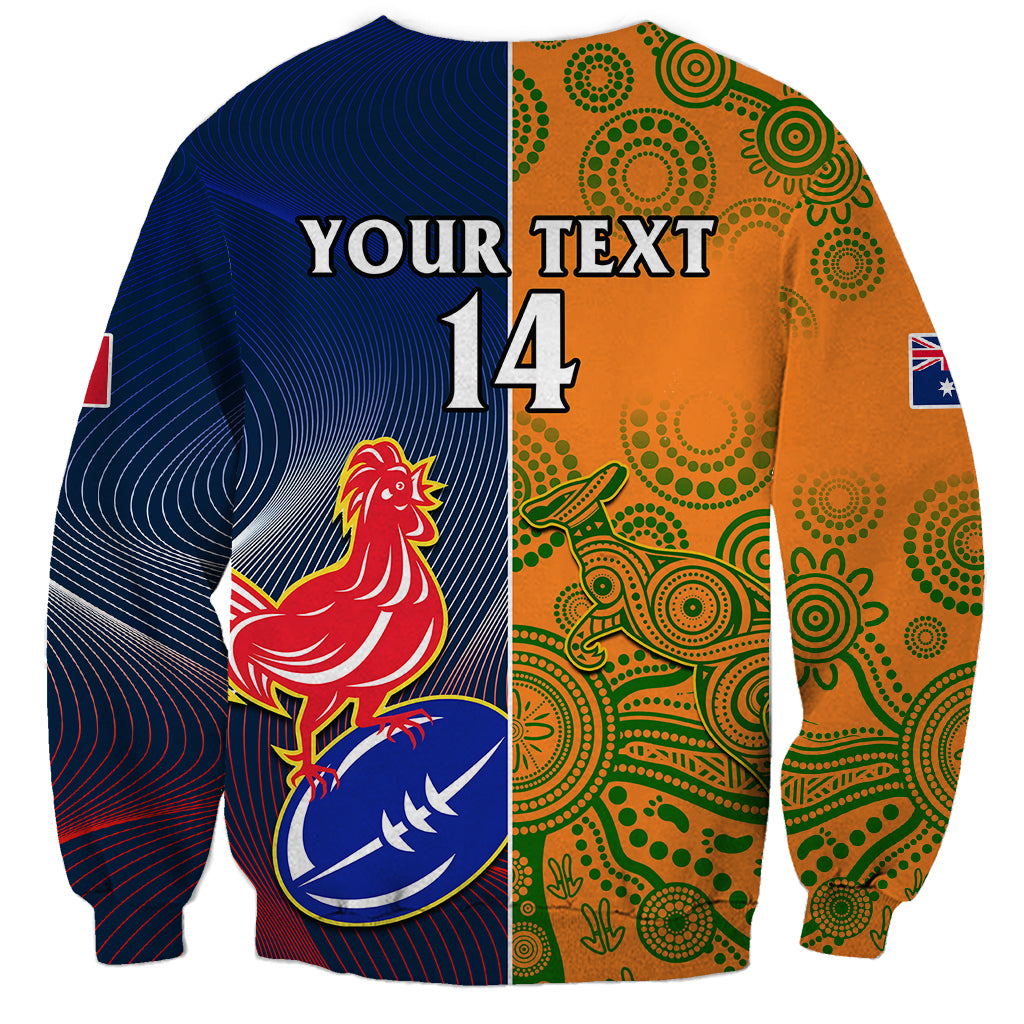 Custom France And Australia Rugby Sweatshirt 2023 World Cup Le Bleus Wallabies Together LT14 - Polynesian Pride