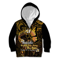 Polynesia Suicide Prevention Awareness Kid Hoodie Your Life Is Worth Living For Polynesian Gold Pattern LT14 Zip Hoodie Gold - Polynesian Pride