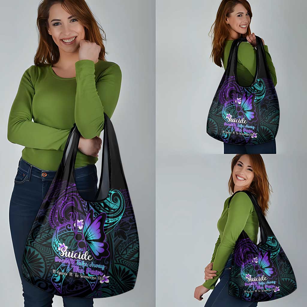 Polynesia Suicide Prevention Awareness Grocery Bag Your Life Is Worth Living For Polynesian Purple