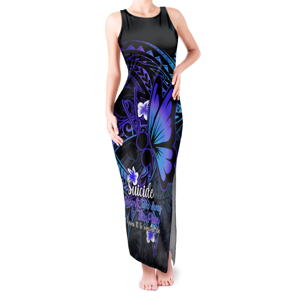 Polynesia Suicide Prevention Awareness Tank Maxi Dress Your Life Is Worth Living For Polynesian Blue Pattern LT14 Women Blue - Polynesian Pride
