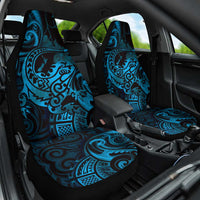 New Zealand Tuatara Car Seat Cover Aotearoa Maori Clematis Flowers - Blue LT14 One Size Blue - Polynesian Pride
