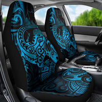 New Zealand Tuatara Car Seat Cover Aotearoa Maori Clematis Flowers - Blue LT14 - Polynesian Pride