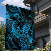 New Zealand Tuatara Garden Flag Aotearoa Maori Clematis Flowers - Blue LT14 - Polynesian Pride