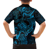 New Zealand Tuatara Hawaiian Shirt Aotearoa Maori Clematis Flowers - Blue LT14 - Polynesian Pride