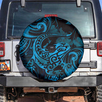 New Zealand Tuatara Spare Tire Cover Aotearoa Maori Clematis Flowers - Blue LT14 Blue - Polynesian Pride