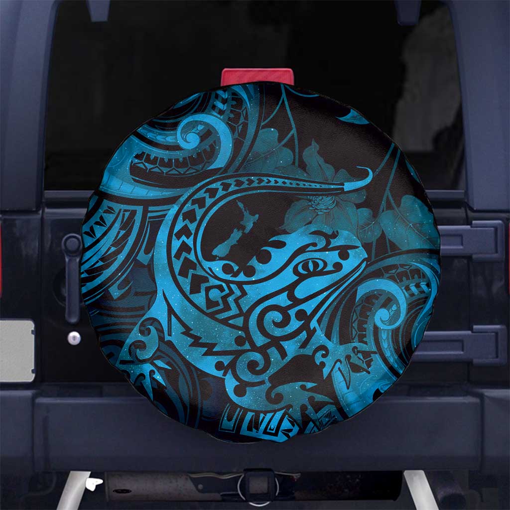 New Zealand Tuatara Spare Tire Cover Aotearoa Maori Clematis Flowers - Blue LT14 - Polynesian Pride
