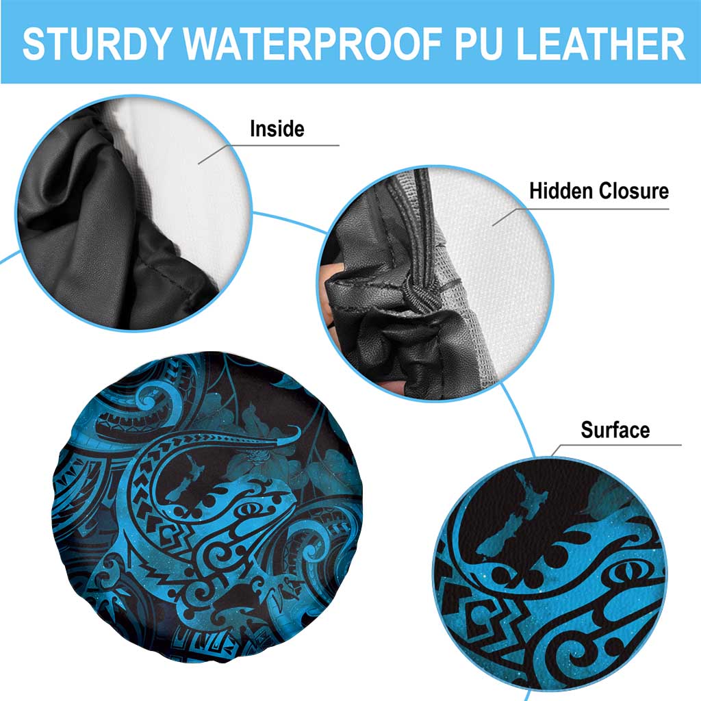 New Zealand Tuatara Spare Tire Cover Aotearoa Maori Clematis Flowers - Blue LT14 - Polynesian Pride
