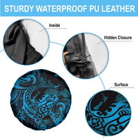 New Zealand Tuatara Spare Tire Cover Aotearoa Maori Clematis Flowers - Blue LT14 - Polynesian Pride