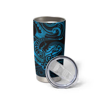 New Zealand Tuatara Tumbler Cup Aotearoa Maori Clematis Flowers - Blue LT14 - Polynesian Pride