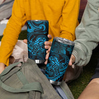 New Zealand Tuatara Tumbler Cup Aotearoa Maori Clematis Flowers - Blue LT14 - Polynesian Pride
