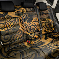 New Zealand Tuatara Back Car Seat Cover Aotearoa Maori Clematis Flowers - Gold LT14 - Polynesian Pride