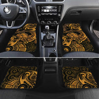 New Zealand Tuatara Car Mats Aotearoa Maori Clematis Flowers - Gold LT14 Set 4pcs Gold - Polynesian Pride