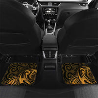 New Zealand Tuatara Car Mats Aotearoa Maori Clematis Flowers - Gold LT14 Set 2pcs - Back Gold - Polynesian Pride