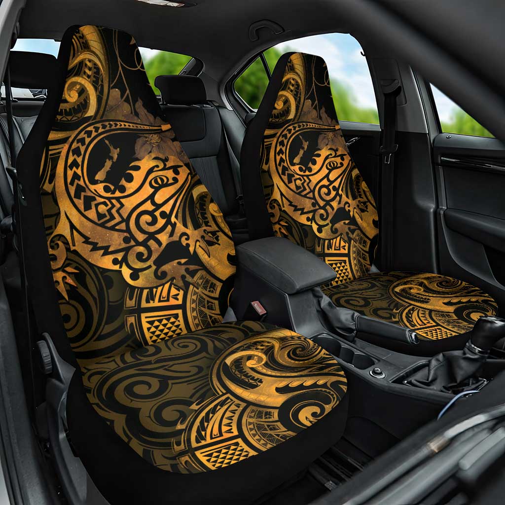 New Zealand Tuatara Car Seat Cover Aotearoa Maori Clematis Flowers - Gold LT14 One Size Gold - Polynesian Pride