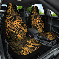 New Zealand Tuatara Car Seat Cover Aotearoa Maori Clematis Flowers - Gold LT14 One Size Gold - Polynesian Pride
