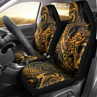 New Zealand Tuatara Car Seat Cover Aotearoa Maori Clematis Flowers - Gold LT14 - Polynesian Pride