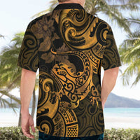 New Zealand Tuatara Hawaiian Shirt Aotearoa Maori Clematis Flowers - Gold LT14 - Polynesian Pride