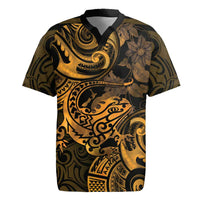New Zealand Tuatara Rugby Jersey Aotearoa Maori Clematis Flowers - Gold LT14 Gold - Polynesian Pride