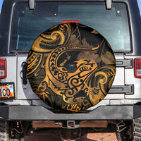 New Zealand Tuatara Spare Tire Cover Aotearoa Maori Clematis Flowers - Gold LT14 Gold - Polynesian Pride