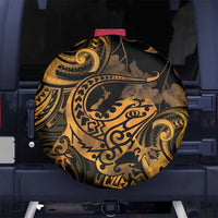 New Zealand Tuatara Spare Tire Cover Aotearoa Maori Clematis Flowers - Gold LT14 - Polynesian Pride