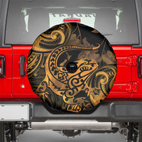 New Zealand Tuatara Spare Tire Cover Aotearoa Maori Clematis Flowers - Gold LT14 - Polynesian Pride