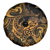 New Zealand Tuatara Spare Tire Cover Aotearoa Maori Clematis Flowers - Gold LT14 - Polynesian Pride
