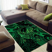 New Zealand Tuatara Area Rug Aotearoa Maori Clematis Flowers - Green LT14 - Polynesian Pride