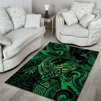New Zealand Tuatara Area Rug Aotearoa Maori Clematis Flowers - Green LT14 - Polynesian Pride