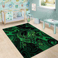 New Zealand Tuatara Area Rug Aotearoa Maori Clematis Flowers - Green LT14 - Polynesian Pride