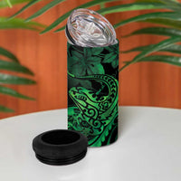 New Zealand Tuatara 4 in 1 Can Cooler Tumbler Aotearoa Maori Clematis Flowers - Green LT14 - Polynesian Pride