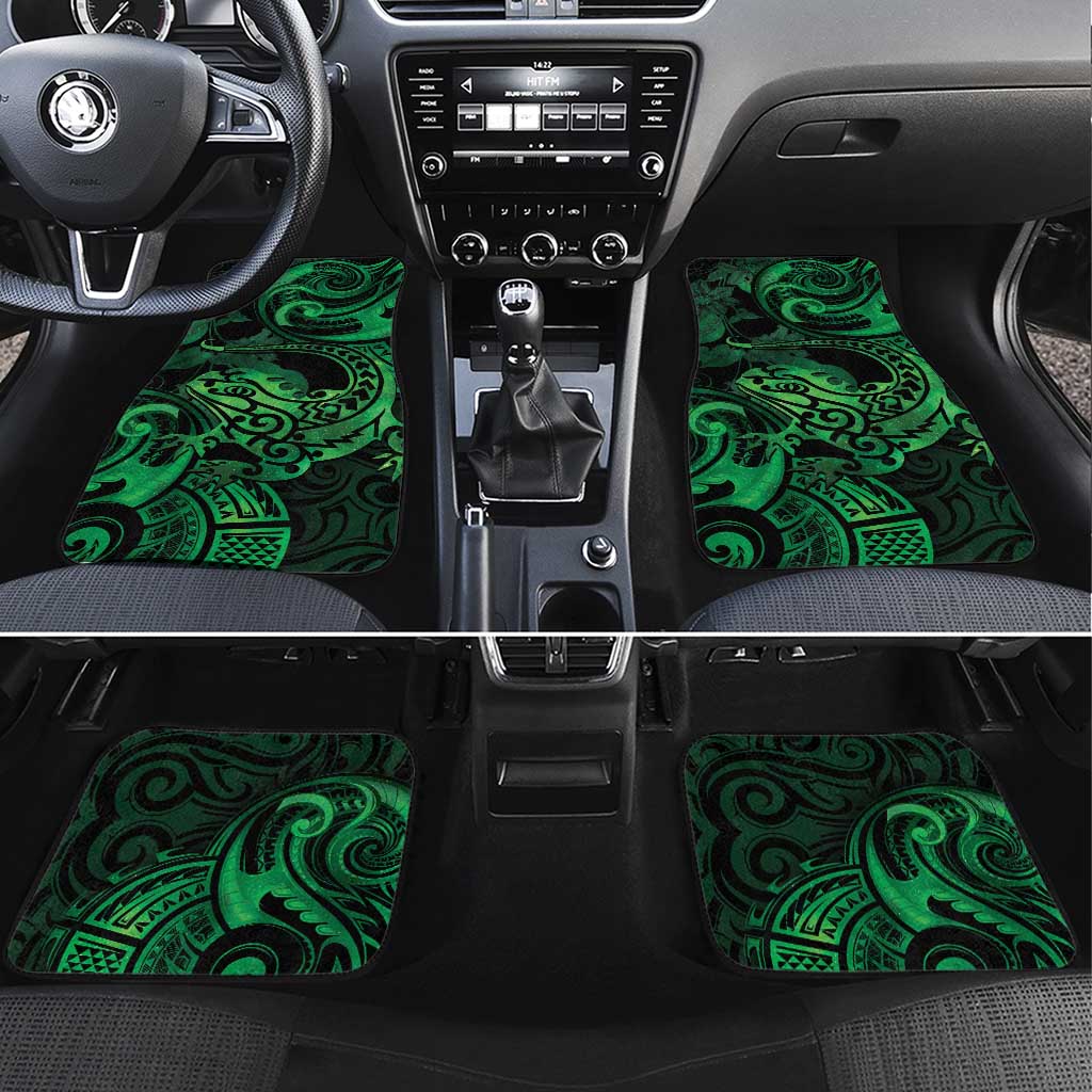 New Zealand Tuatara Car Mats Aotearoa Maori Clematis Flowers - Green LT14 Set 4pcs Green - Polynesian Pride