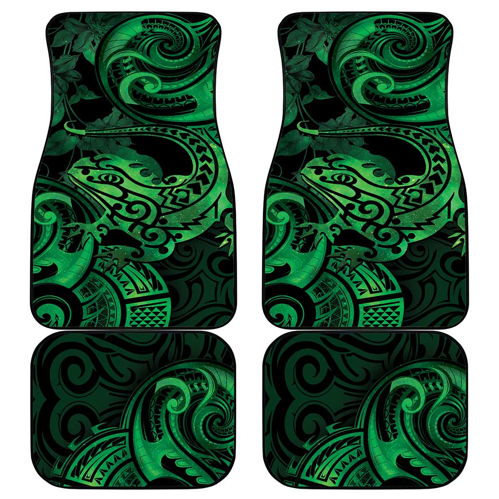 New Zealand Tuatara Car Mats Aotearoa Maori Clematis Flowers - Green LT14 - Polynesian Pride
