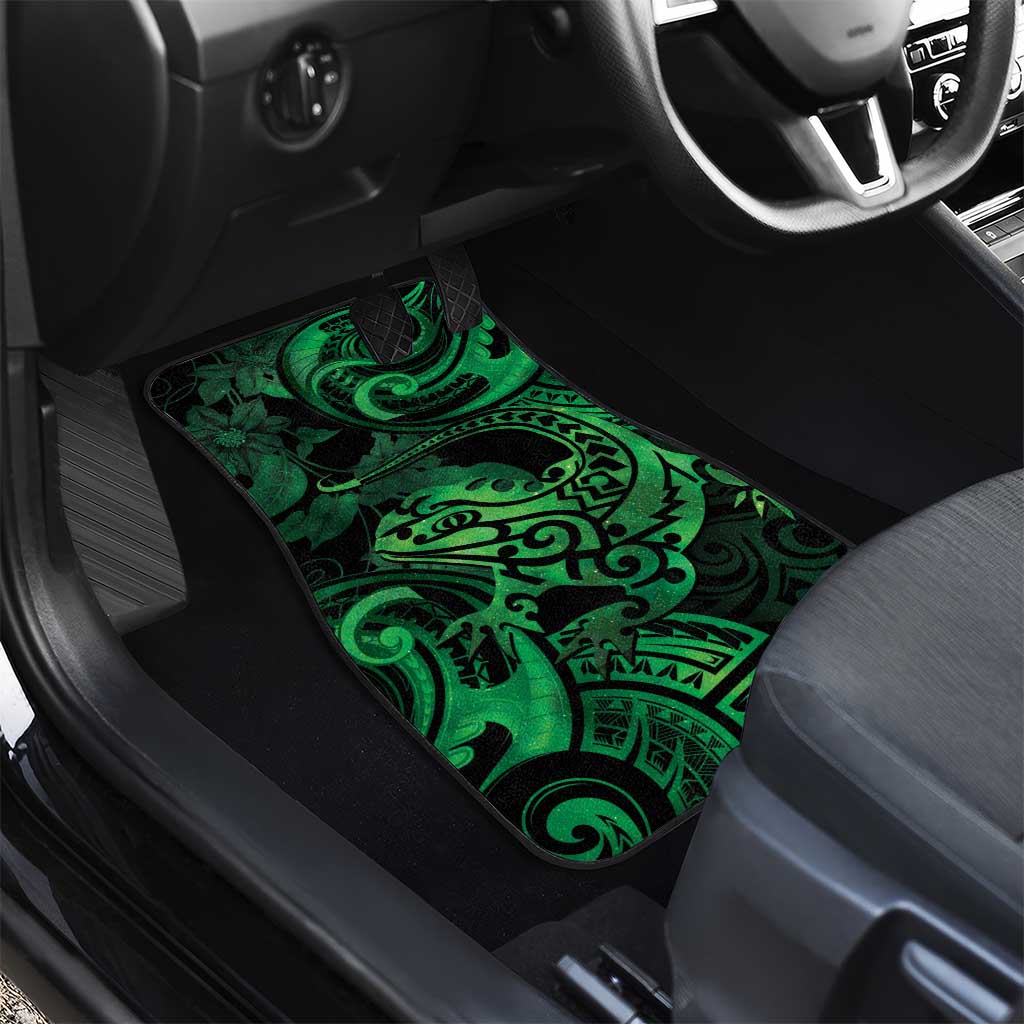 New Zealand Tuatara Car Mats Aotearoa Maori Clematis Flowers - Green LT14 - Polynesian Pride