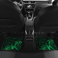 New Zealand Tuatara Car Mats Aotearoa Maori Clematis Flowers - Green LT14 Set 2pcs - Back Green - Polynesian Pride