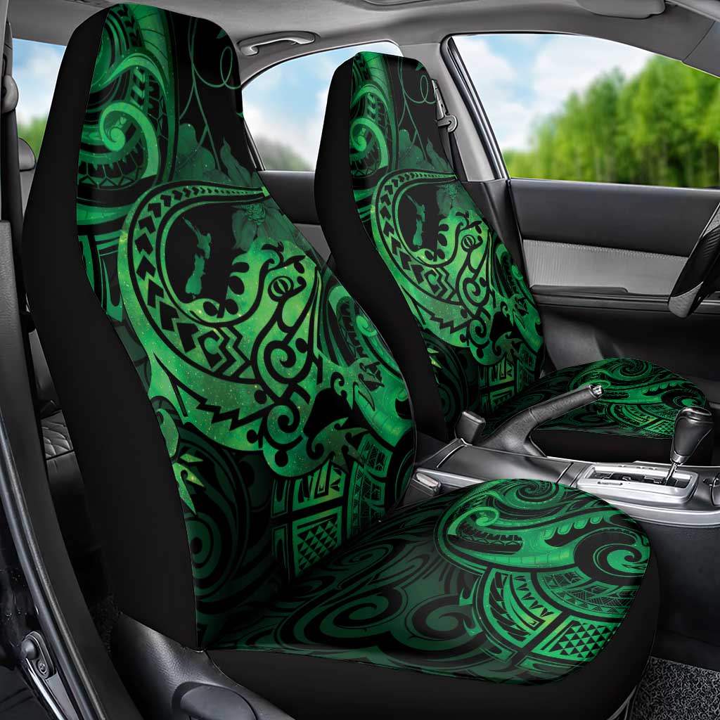New Zealand Tuatara Car Seat Cover Aotearoa Maori Clematis Flowers - Green LT14 - Polynesian Pride