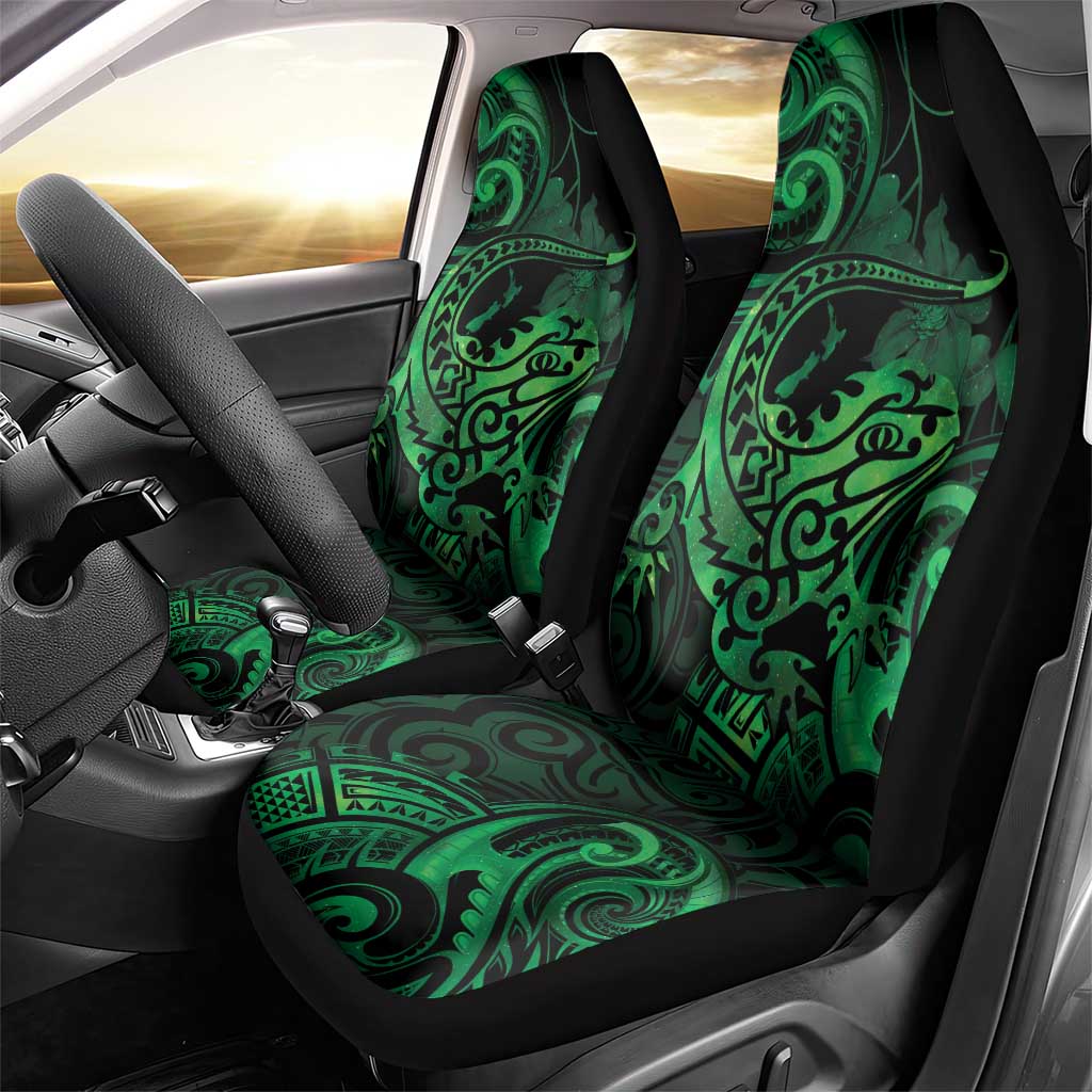 New Zealand Tuatara Car Seat Cover Aotearoa Maori Clematis Flowers - Green LT14 - Polynesian Pride