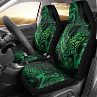 New Zealand Tuatara Car Seat Cover Aotearoa Maori Clematis Flowers - Green LT14 - Polynesian Pride