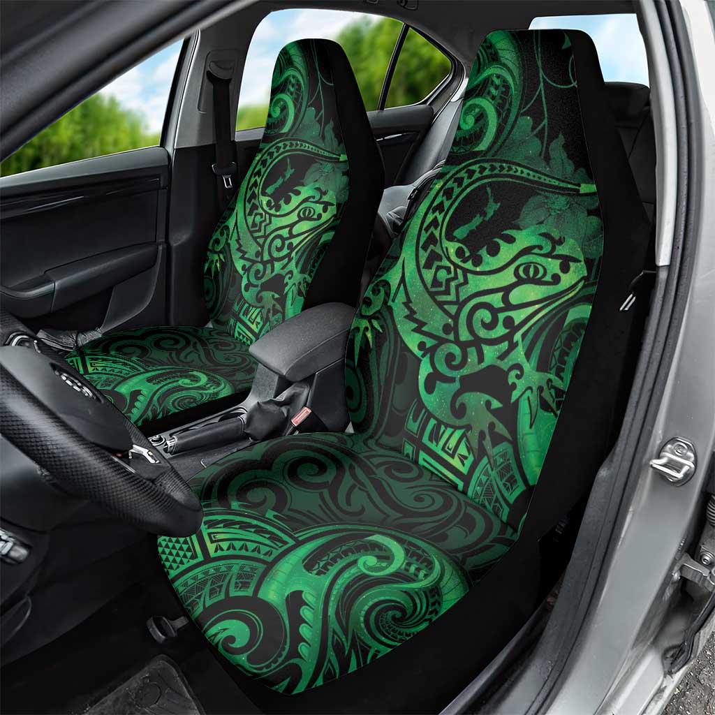 New Zealand Tuatara Car Seat Cover Aotearoa Maori Clematis Flowers - Green LT14 - Polynesian Pride