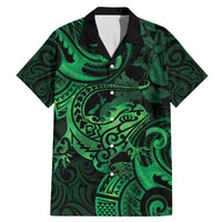 New Zealand Tuatara Family Matching Mermaid Dress and Hawaiian Shirt Aotearoa Maori Clematis Flowers - Green LT14 Dad's Shirt - Short Sleeve Green - Polynesian Pride