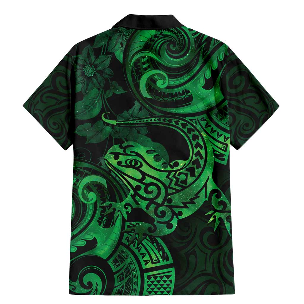 New Zealand Tuatara Family Matching Mermaid Dress and Hawaiian Shirt Aotearoa Maori Clematis Flowers - Green LT14 - Polynesian Pride