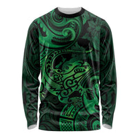 New Zealand Tuatara Long Sleeve Shirt Aotearoa Maori Clematis Flowers - Green LT14 Unisex Green - Polynesian Pride