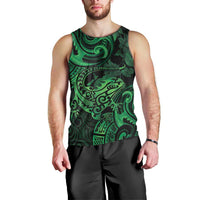 New Zealand Tuatara Men Tank Top Aotearoa Maori Clematis Flowers - Green LT14 - Polynesian Pride