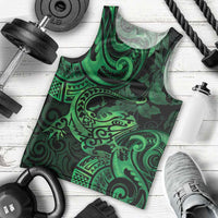 New Zealand Tuatara Men Tank Top Aotearoa Maori Clematis Flowers - Green LT14 - Polynesian Pride