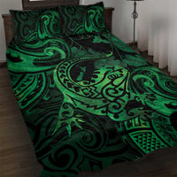 New Zealand Tuatara Quilt Bed Set Aotearoa Maori Clematis Flowers - Green LT14 Green - Polynesian Pride